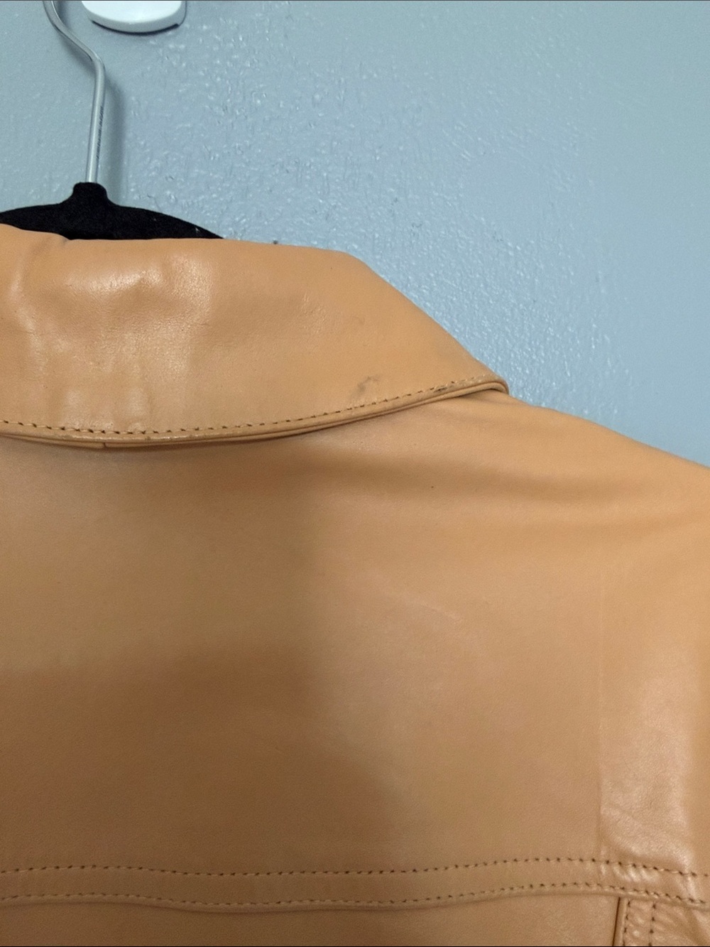 Vintage Y2K 90’s Old Navy Women’s Camel Tan Leather Trucker Jacket Size Small - Picture 7 of 14